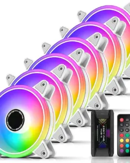 Комплект вентилатори EZDIY-FAB Moonlight White RGB PWM 120mm - 6 Pack