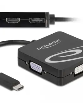 Alternative view of Адаптер 4 в 1 Delock 63129 USB-C мъжко - VGA / DVI / DP / HDMI женско, Черен