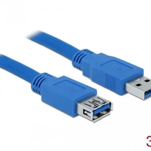 Alternative view of Удължителен кабел Delock USB-A мъжко - USB-А женско, 3 м, Екраниран, Син