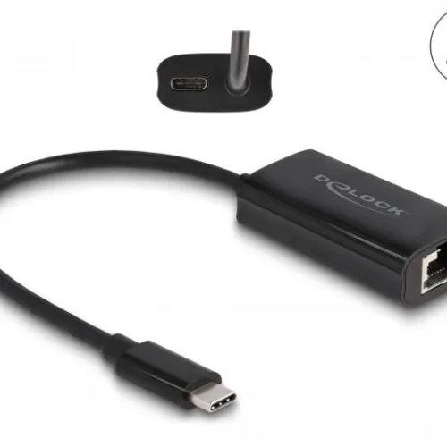 Alternative view of Мрежова карта Delock 61026 USB-C - RJ45, USB 3.2 Gen 1 RTL8153B, Gigabit Ethernet, PD 3.0