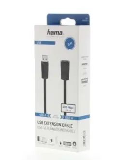 Alternative view of Удължителен кабел HAMA, USB-A женско - USB-A мъжко, 3 м, 480 Mbit/s, Черен