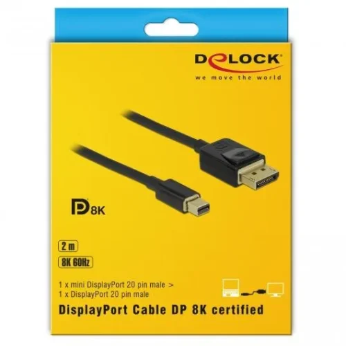 Кабел Delock Mini DisplayPort мъжко – DisplayPort мъжко