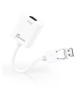 Alternative view of Адаптер j5create JDA158, DisplayPort мъжко - HDMI женско, 4K, Бял