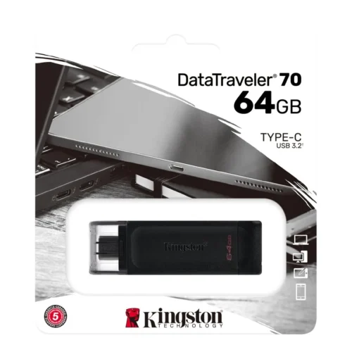 ФЛАШ ПАМЕТ Kingston USB flash drive DataTraveler 70 – USB 3.2 Gen 1 – 64 GB – Black – PN