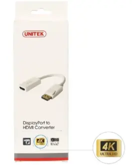 Alternative view of Unitek адаптер DISPLAYPORT TO HDMI 4K, Y-6332 бял