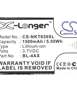 Alternative view of Батерия за телефон  NOKIA BL-4AX BL-4XL  6300 4G 8000 4G 3,7V 1500mAh CAMERON SINO