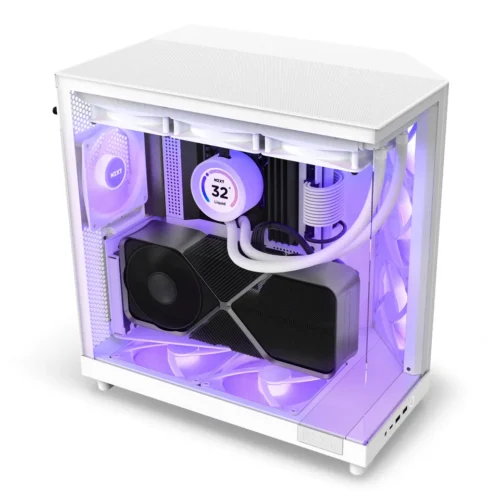 Кутия за компютър NZXT H6 Flow RGB Matte White – Middle