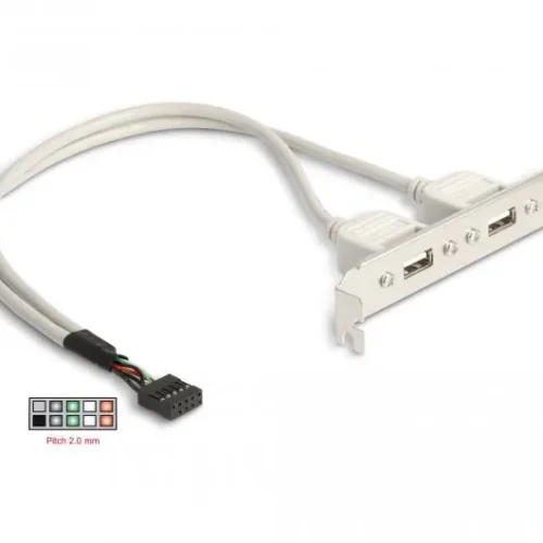 Alternative view of Скоба Delock, За монтаж в PC, USB 10 pin към 2 x USB 2.0 type A