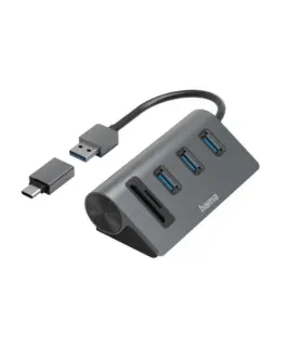 HAMA USB хъб/четец на карти 5 портов 3x USB-A SD microSD вкл. USB-C