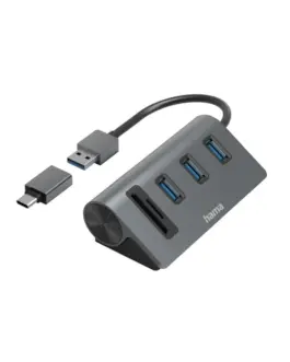 HAMA USB хъб/четец на карти 5 портов 3x USB-A SD microSD вкл. USB-C