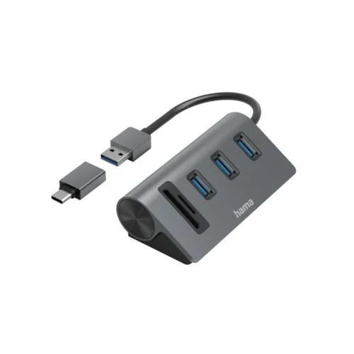 HAMA USB хъб/четец на карти 5 портов 3x USB-A SD microSD вкл. USB-C