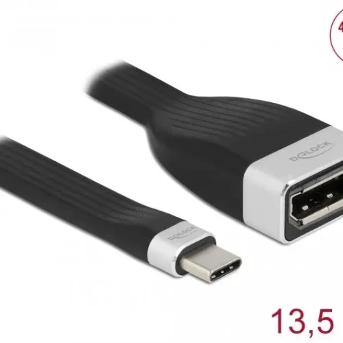 Alternative view of Кабел Delock Flat Ribbon, USB-C мъжко - DisplayPort женско, 4K 60 Hz, 13.5 cm