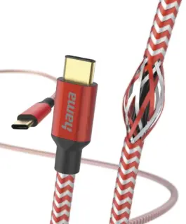 Кабел HAMA Reflective USB-C мъжко - USB-C мъжко 1.5 м. Червен
