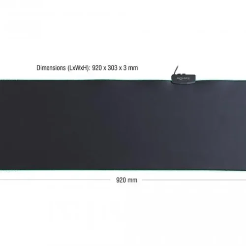 Alternative view of Пад за мишка Delock, 920 x 303 x 3 mm, RGB, Черен