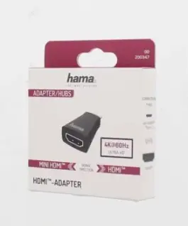 Alternative view of Адаптер HAMA 200347, Mini-HDMI мъжко - HDMI женско, Ultra-HD, 4K, Черен