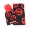 Комплект шал и шапка DIFUZED Deadpool Symbol Черен/Червен