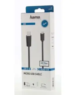 Alternative view of Кабел HAMA, USB 2.0 - micro USB, 1.5 м., Черен, екраниран