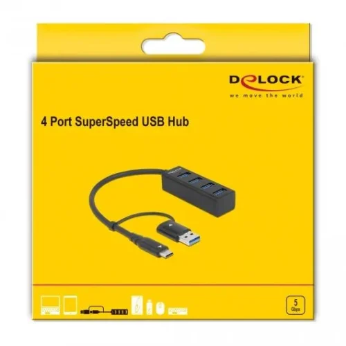 Alternative view of USB хъб, 4 порта, DELOCK-63828