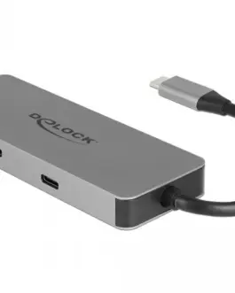 Alternative view of Докинг станция Delock, USB-A, USB-C, HDMI, SD, Micro SD, PD, 4K, Подсветка, Сива