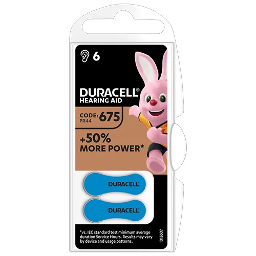 Батерия цинково въздушна DURACELL ZA675 6 бр. бутонни за слухов апарат в