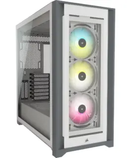 Кутия за компютър Corsair iCUE 5000X RGB Mid Tower Tempered Glass Бяла