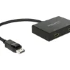 Сплитер DeLock DisplayPort 1.2 мъжко - 2 x HDMI женско Черен