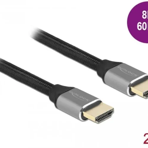 Alternative view of Кабел Delock Ultra High Speed, HDMI мъжко - HDMI мъжко, 48 Gbit/s, 8K 60 Hz, 2 м, Сив