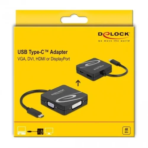 Адаптер 4 в 1 Delock 63129 USB-C мъжко – VGA / DVI / DP / HDMI женско