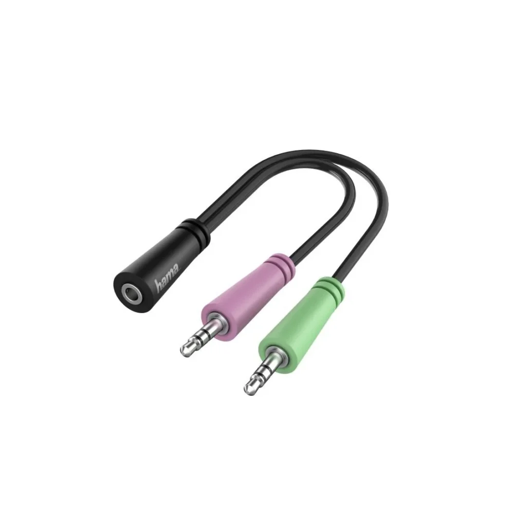 Жак адаптер HAMA 3.5 mm жак женско - 2 x 3.5 mm жак мъжко 10cm