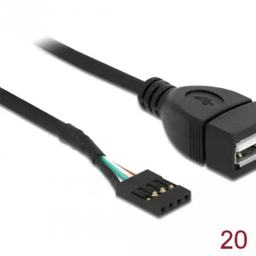 Alternative view of Кабел DeLock USB Pin header женско > USB 2.0 type-A женски, 20 cm