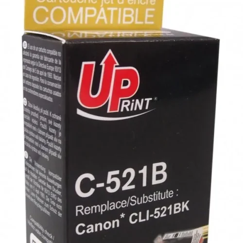 Мастилница UPRINT CLI521 CANON, С чип, Черна