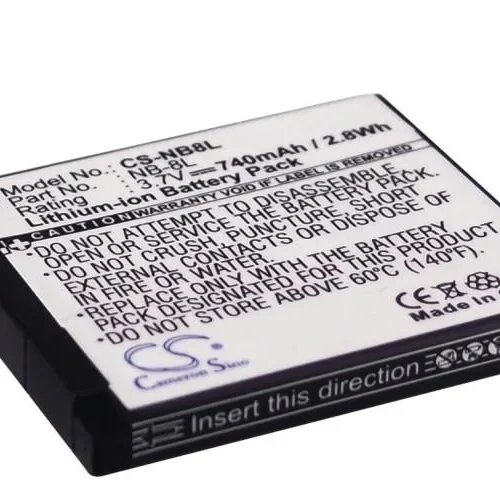 Alternative view of Батерия за апарат CANON PowerShot A3000 NB8L LiIon 3.7V 740mAh CAMERON SINO