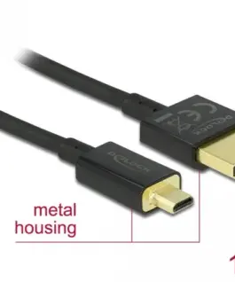 Alternative view of Кабел Delock  HDMI-A мъжко - Micro HDMI-D мъжко,18 Gbit/s, 4K, 1.5 м, Черен