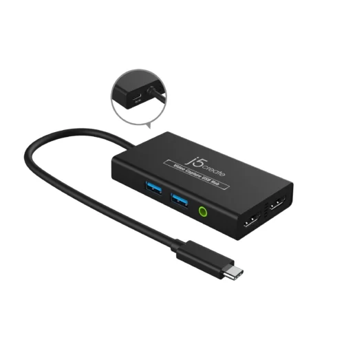 Alternative view of Кепчер j5create JVA01, HDMI - HDMI, USB-C хъб, Черен