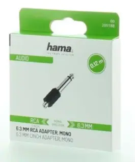 Alternative view of Преходник HAMA, 6.3 мм жак мъжко - Чинч женско, Черен