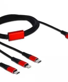Кабел за зареждане Delock 3 в 1 USB - Lightning/ Micro USB/ USB-C 1м