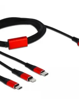 Кабел за зареждане Delock  3 в 1 USB - Lightning/ Micro USB/ USB-C 1м