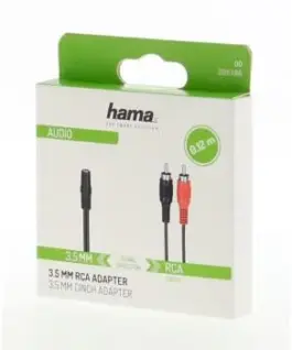 Alternative view of Аудио адаптер HAMA, 3.5 mm жак женско - 2 x Чинч мъжко, 0.12 м, Черен