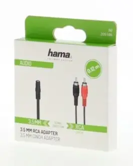 Alternative view of Аудио адаптер HAMA, 3.5 mm жак женско - 2 x Чинч мъжко, 0.12 м, Черен
