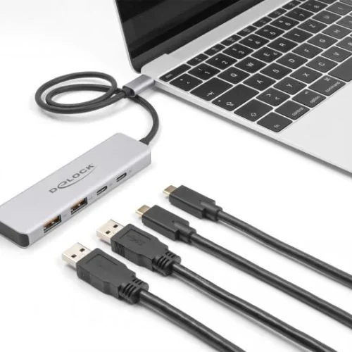 Alternative view of USB хъб Delock 64230, USB-C - 2 x USB-C, 2 x USB-A, 10 Gbps