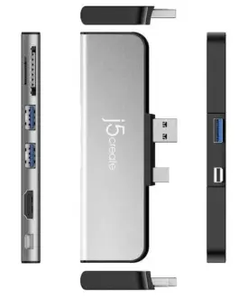 Alternative view of Докинг станция j5create JDD320B, за MS Surface Pro 4/5/6, USB-A Mini DP, Черна