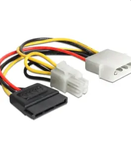 Кабел DeLock Power Molex 4 pin мъжко към SATA 15 pin женско + P4 мъжко 15