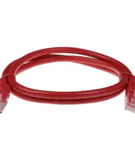 Alternative view of Мрежов пач кабел ACT U/UTP, CAT 6, RJ-45 - RJ-45, 0.5 m, Медни проводници, Червен, Булк опаковка