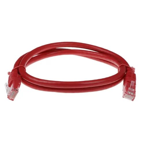 Alternative view of Мрежов пач кабел ACT U/UTP, CAT 6, RJ-45 - RJ-45, 0.5 m, Медни проводници, Червен, Булк опаковка