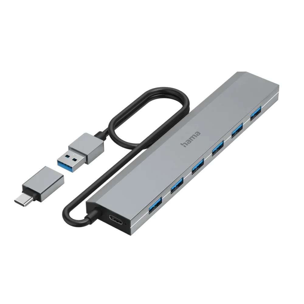 HAMA 7-портов хъб USB 3.2 Gen 1 5 Gbit/s USB-C адаптер със