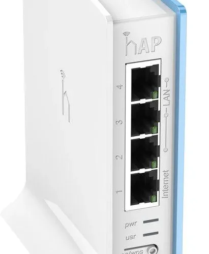 Alternative view of Безжичен Access Point MikroTik hAP lite RB941-2nD-TC, 32MB RAM, 4xLAN, built-in 2.4Ghz 802.11b/g/n, tower case