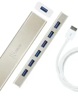 Alternative view of Хъб 7-портов J5 Create USB-C JCH377, USB 3.0, 1:7, Бял