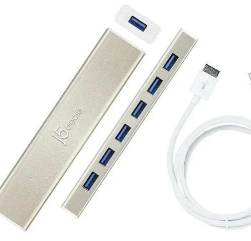Alternative view of Хъб 7-портов J5 Create USB-C JCH377, USB 3.0, 1:7, Бял