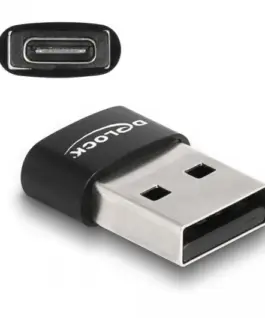 Alternative view of Адаптер Delock, USB 2.0, USB Type-A мъжко - USB Type-C женско, Черен