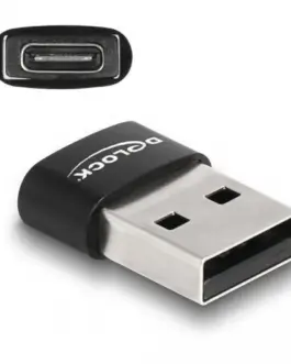 Alternative view of Адаптер Delock, USB 2.0, USB Type-A мъжко - USB Type-C женско, Черен